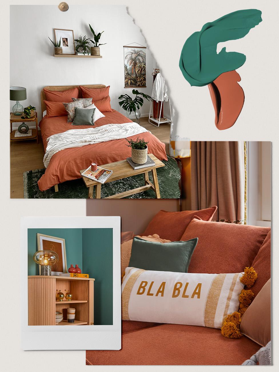 palette, moodboard, terracotta et vert