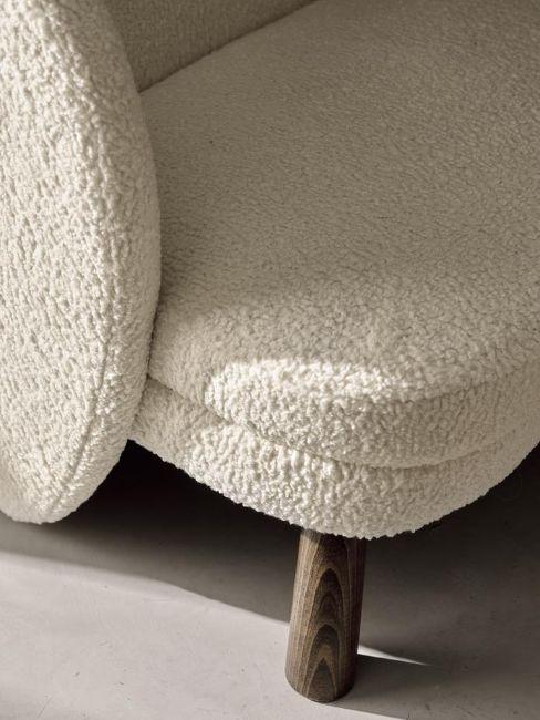 canapé arrondi, style scandinave, tissu bouclé