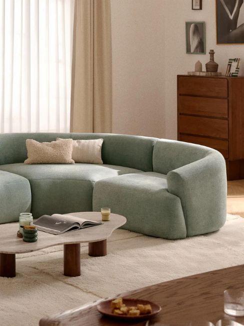 Canapé d'angle modulable Sophia vert sauge