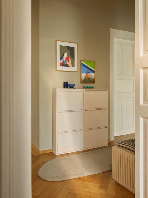entrée couloir, meuble à chaussures pratique blanc