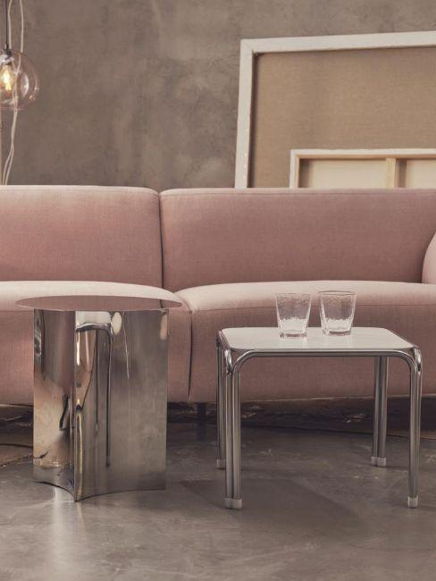 tables basses, style bauhaus, structure en métal chromé