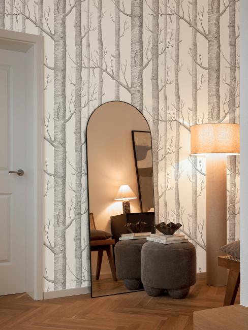 papier tendance 2024, motifs arbres style scandinave