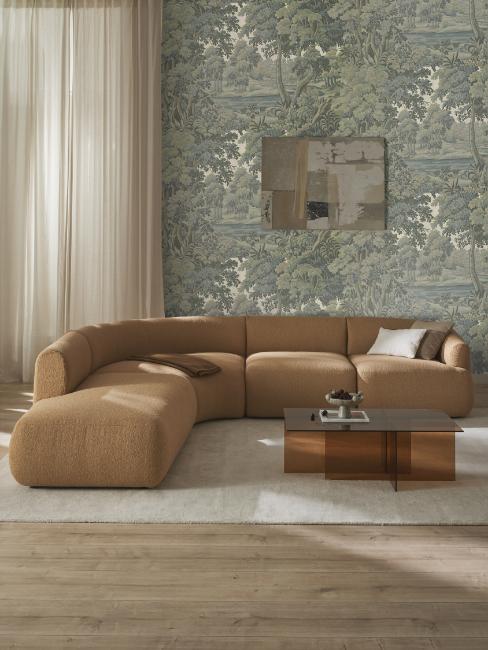 salon, papier peint végétal rétro