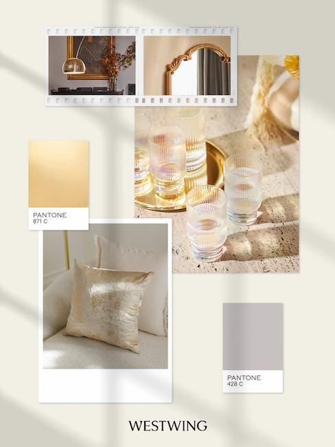 moodboard, couleur avec gris perle, doré