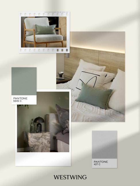 moodboard, couleur avec gris perle, vert sauge