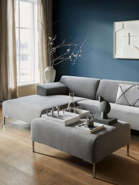 canapé gris perle, peinture bleu canard