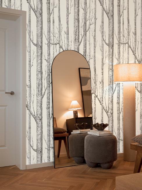 papier tendance 2024, motifs arbres style scandinave