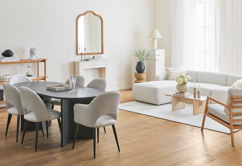 salon salle à manger de 30 m2 au style moderne épuré