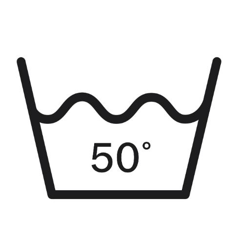 symbole lavage en machine à 50 degrés avec processus normal