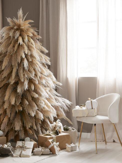 idée déco de sapin de Noël en herbe de pampa