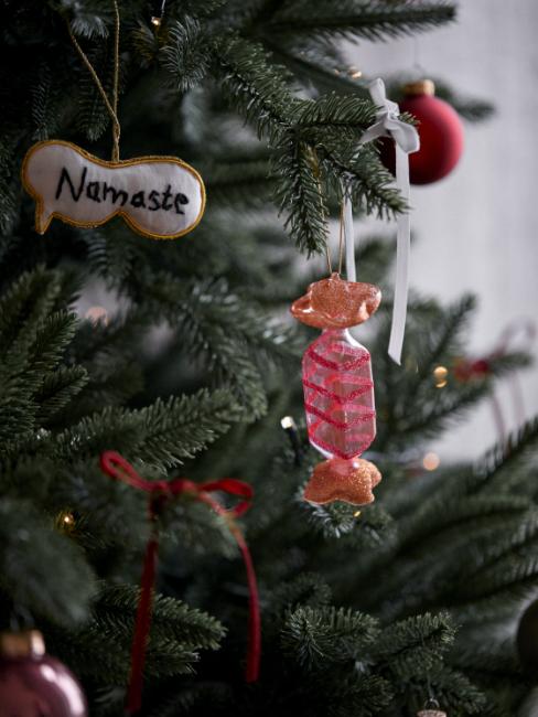 décoration de sapin de Noël en verre en forme de bonbon rouge