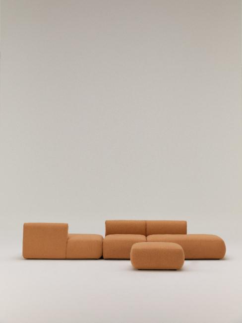 canapé modulable marron avec modules combinés en méridienne originale