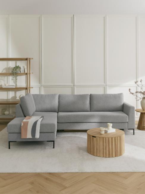 canapé d'angle convertible avec matelas gris clair