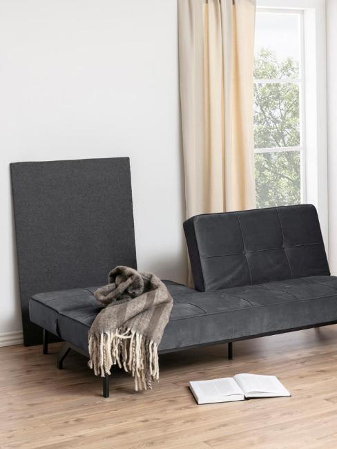 canapé convertible système clic clac gris anthracite un dossier relevé