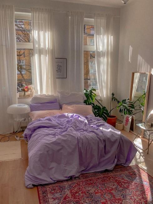 chambre ado aesthetic avec draps mauve