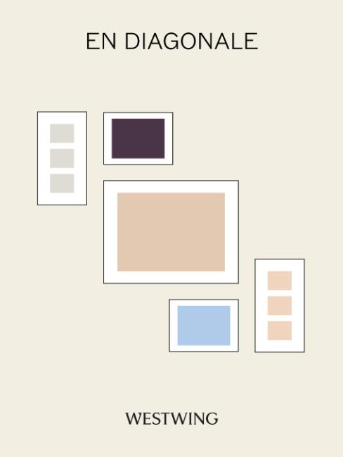 schéma mur de cadre en diagonale pour chambre ado