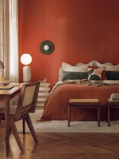 décoration vintage de chambre orange style années 70