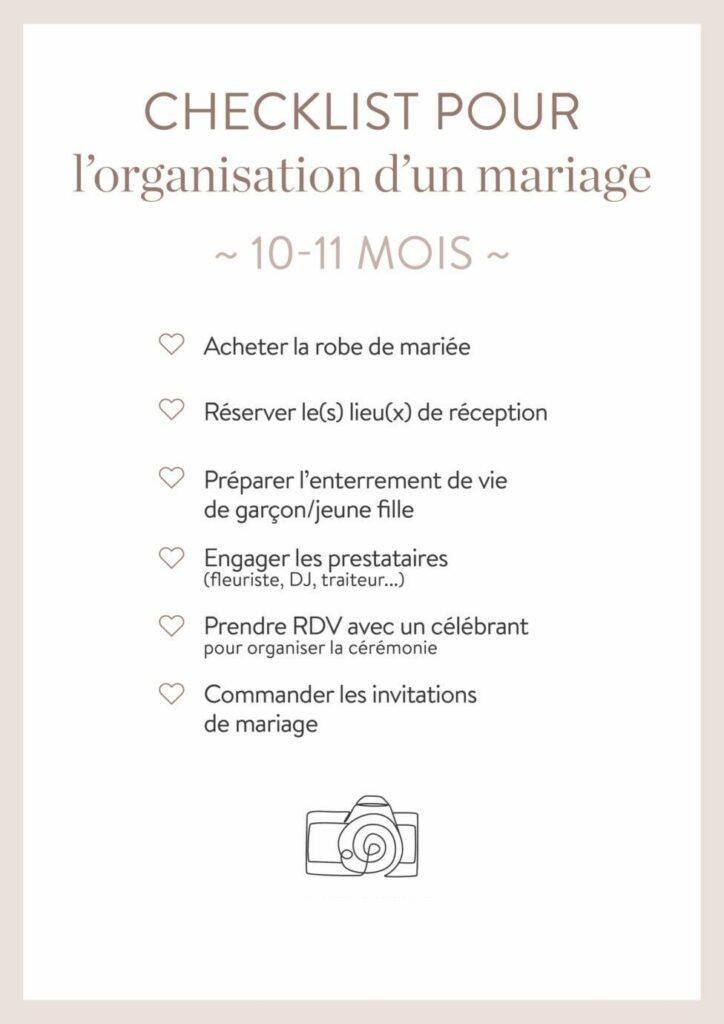 check list mariage, 10 mois avant