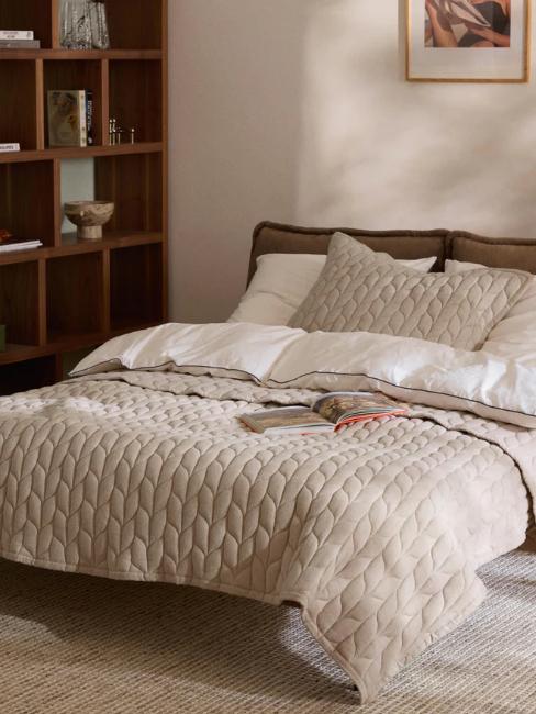 couvre-lit matelassé épais beige