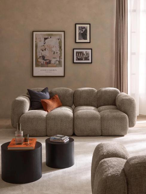 canapé arrondi style bubble couleur taupe