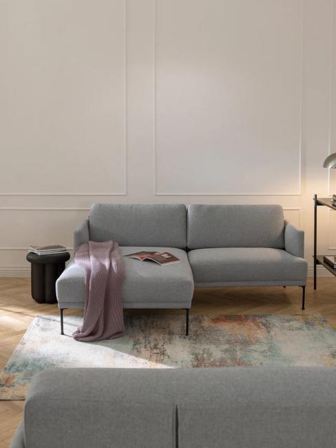 canapé d'angle petit espace en tissu gris