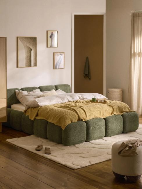 lit design bubble en tissu bouclette couleur kaki