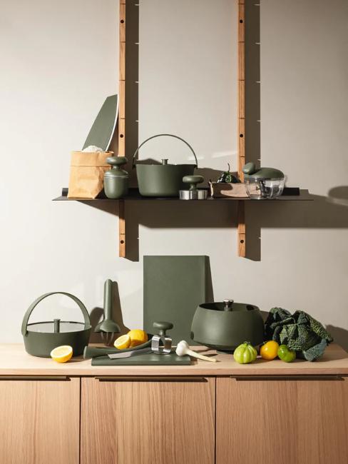 ustensiles de cuisine couleur kaki