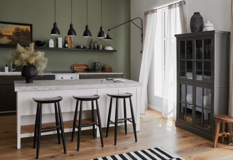 cuisine avec peinture kaki