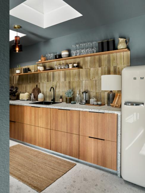 cuisine avec carrelage zellige couleur kaki