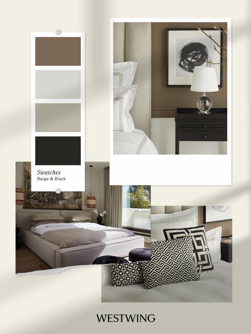 moodboard couleur avec taupe, noir et gris