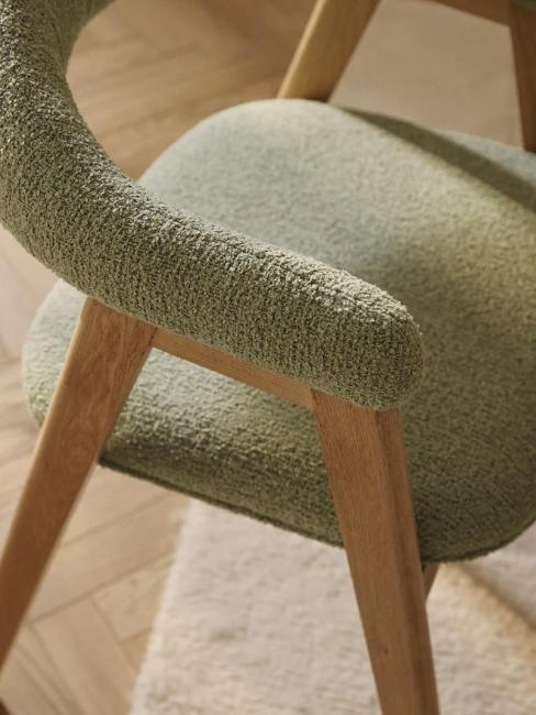 accoudoiir de chaise en tissu bouclette vert sauge