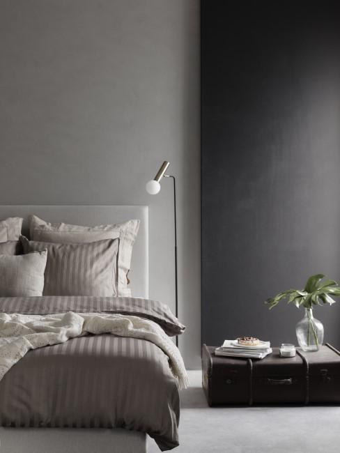 chambre avec mur gris anthracite et noir