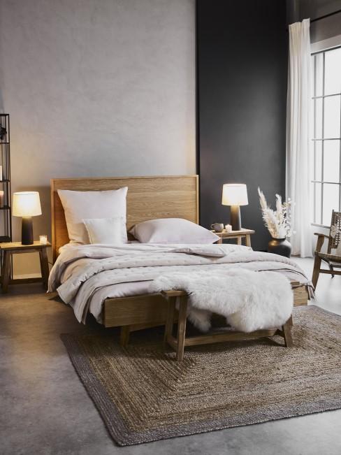 chambre gris anthracite avec déco bohème
