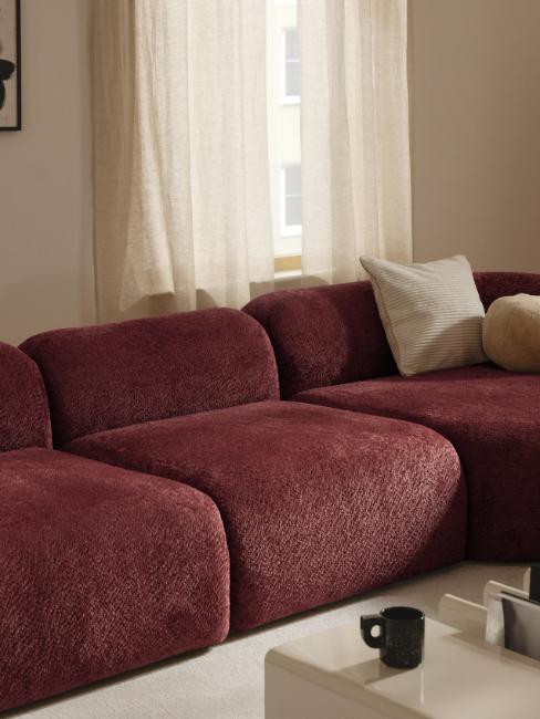 canapé modulable rouge bordeaux