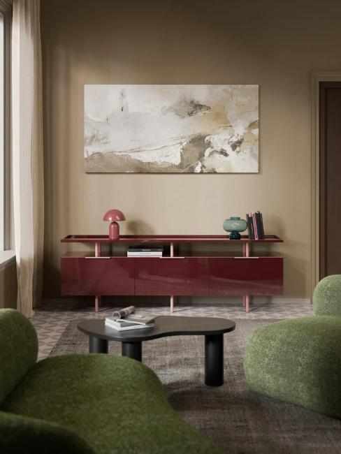 meuble TV rouge bordeaux design