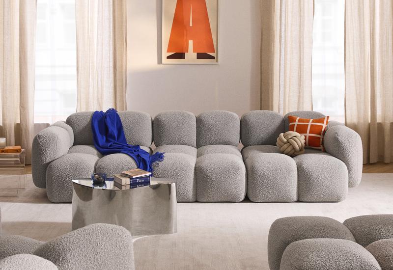 canapé profond style bubble gris clair