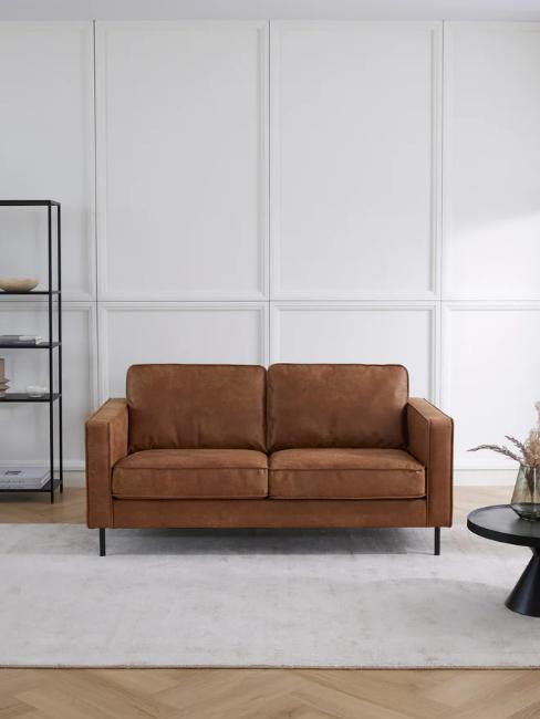 petit canapé en cuir recyclé fauve