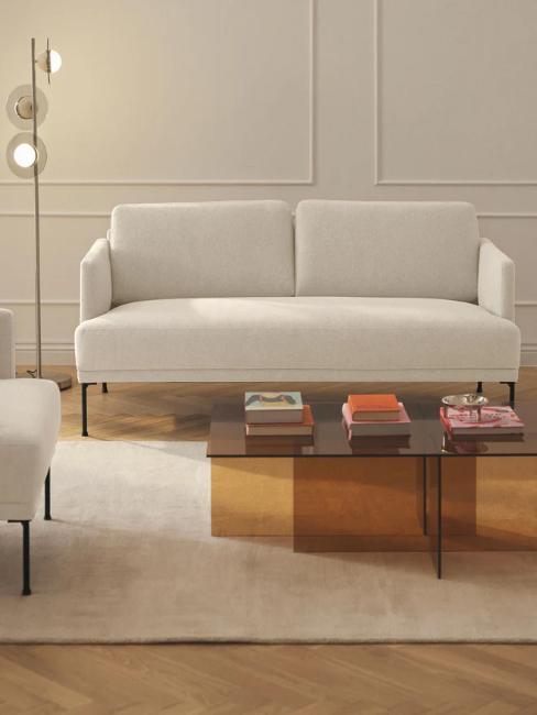 petit canapé deux places crème en tissu bouclette