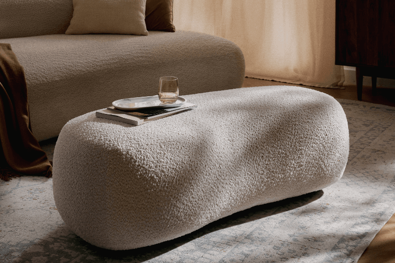 pouf in tessuto bouclé