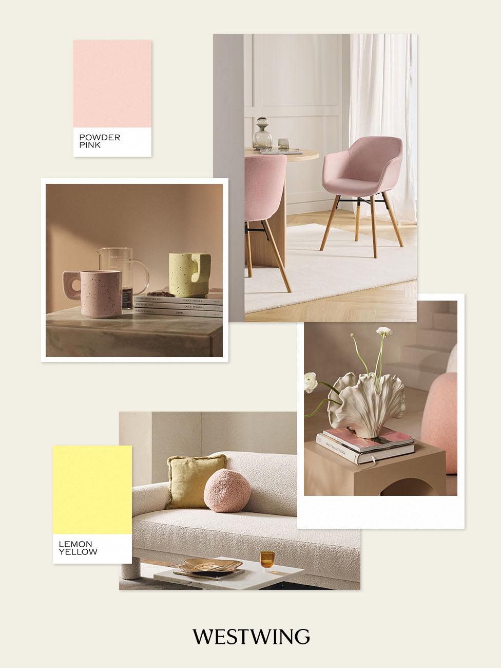 abbinamento rosa cipria e giallo