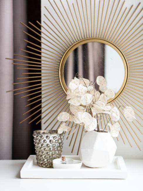 Specchio decorativo oro con decorazioni avorio