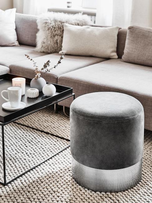 Pouf grigio e argento