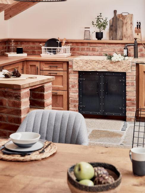 cucina e sala da pranzo rustica