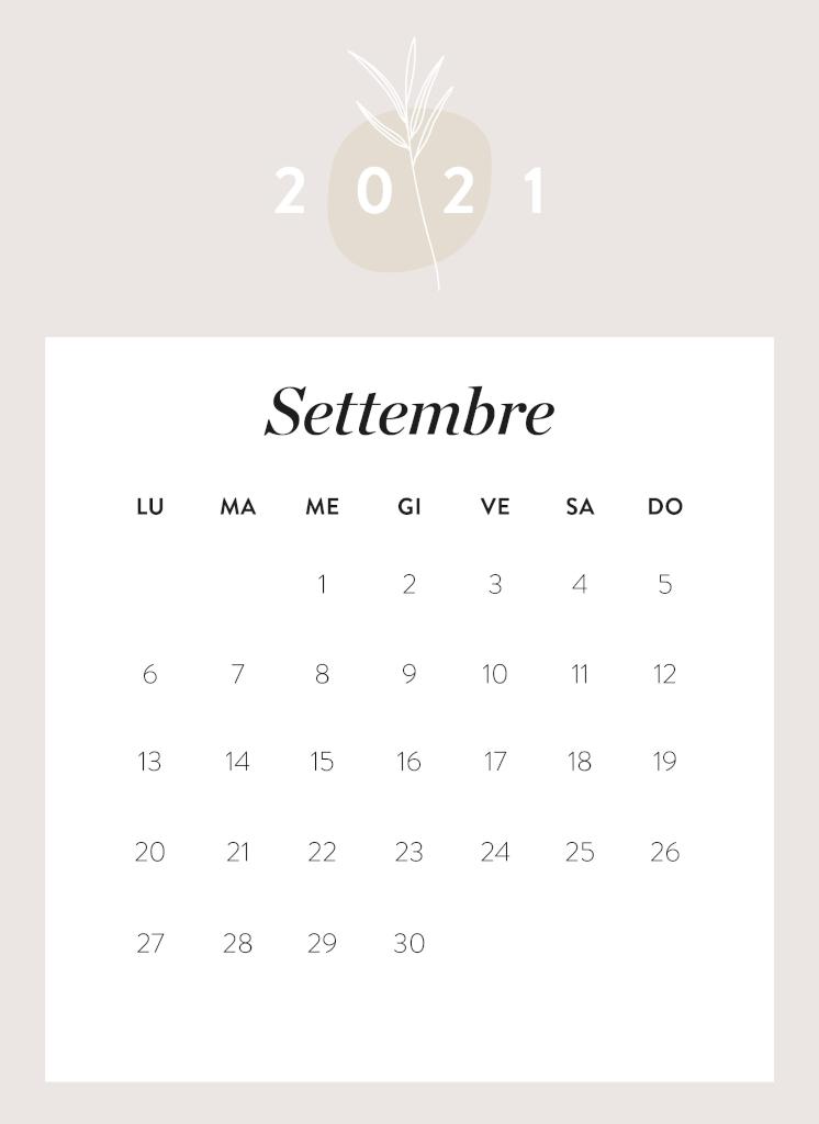 Calendario da stampare Settembre 2021