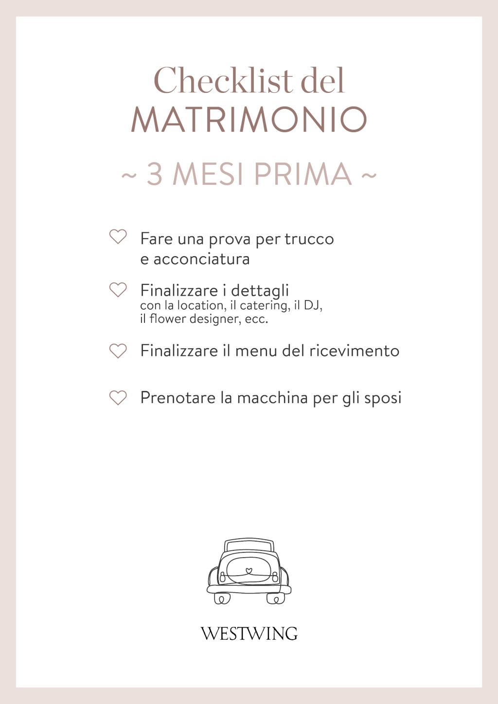 Checklist matrimonio 3 mesi prima