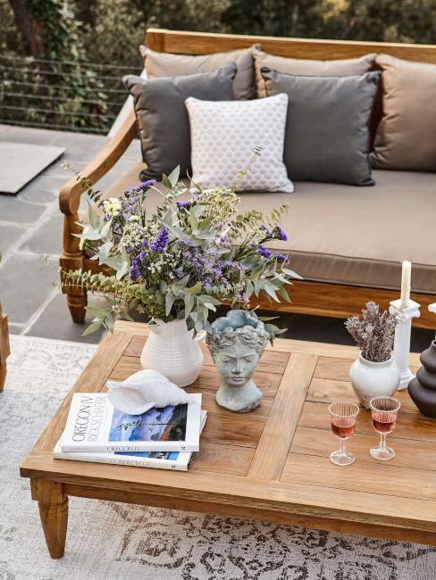 salottino da esterno in legno teak bali