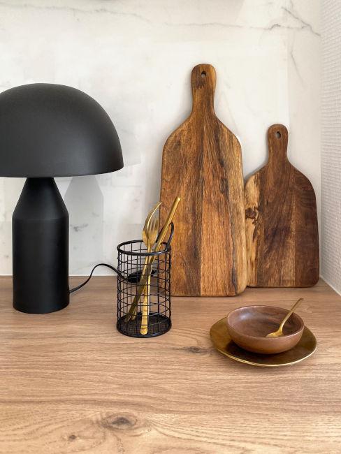 top cucina in legno chiaro