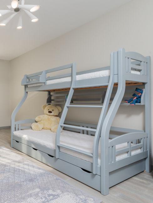 letto a castello grigio per bambini