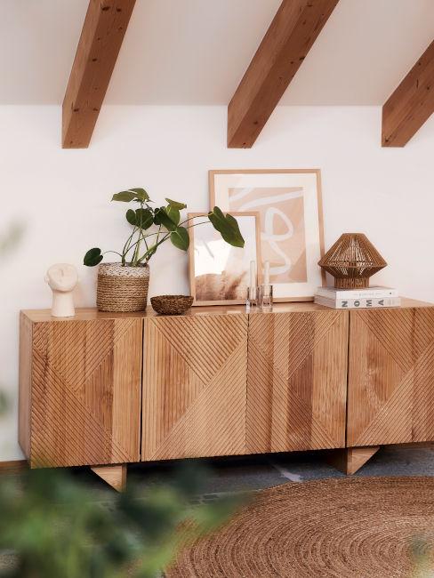 credenza bassa in legno per soggiorno rustico