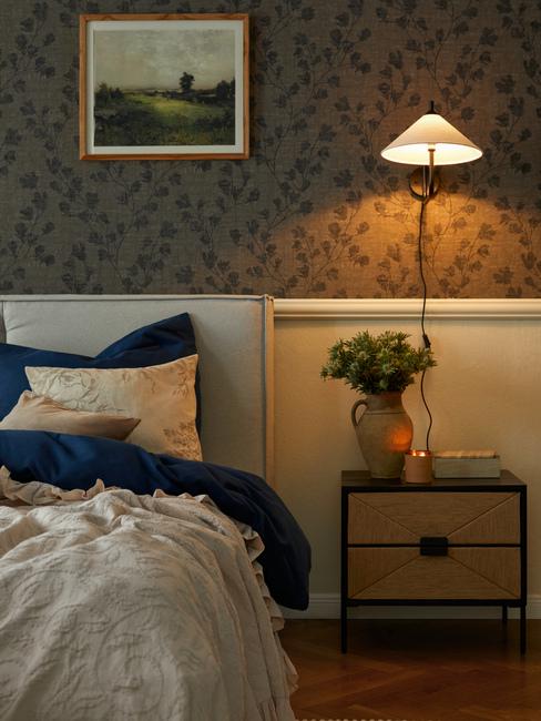 letto con tessili in tessuto jacquard